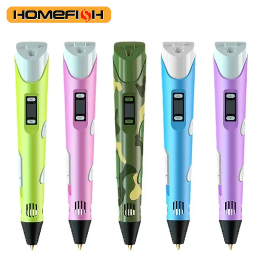 HOMEFISH Electronic 3D Printing Pen with 9M PLA Consumables High-Temperature 3D Graffiti Tool Intelligent Toy Gift