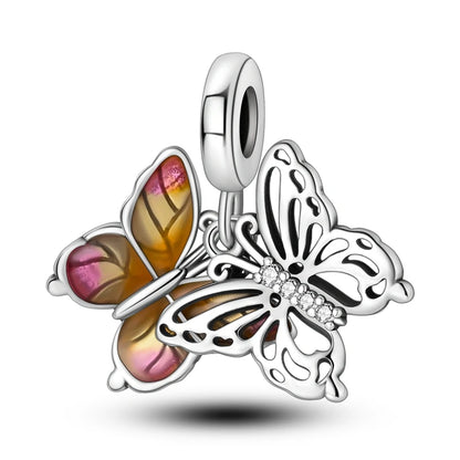 925 Sterling Silber Plattierung Bunt Schmetterling Insekt Tier Charms Perlen Funkelnder Zirkon Passend für Qikaola 925 Original Armbänder DIY Schmuck