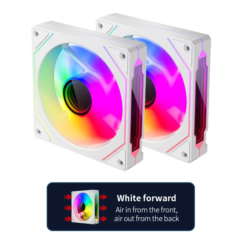 Teucer Infinite Mirror 120mm 5V 3Pin ARGB PC-Gehäuselüfter 12V 4Pin PWM 800-2000RPM 12cm Gehäuse-CPU-Wasserkühlungsventilator