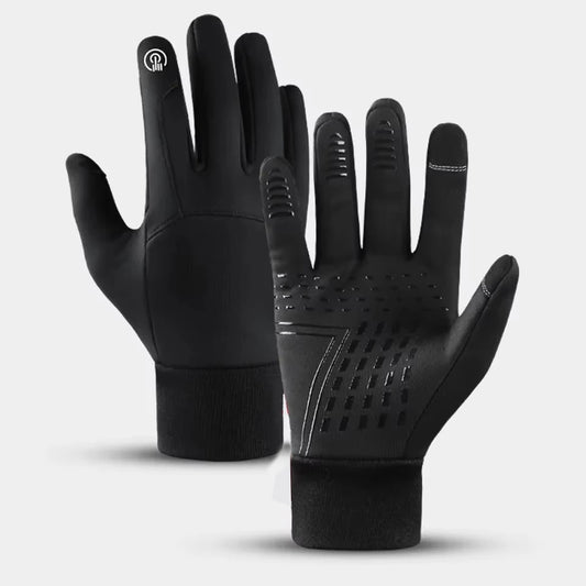 Herren-Fahrradhandschuhe für Herbst und Winter, Outdoor, Fitnessstudio, Sport, Laufen, warm, Touchscreen, rutschfest, Motorradhandschuhe, Schwarz