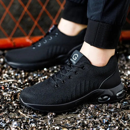 Luftkissen-Arbeitssicherheitsschuhe für Herren und Damen, atmungsaktive Arbeits-Sneaker, Stahlkappen-Schuhe, durchtrittsichere Sicherheitsschuhe