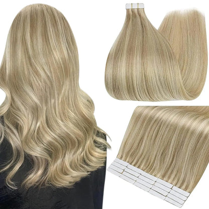 Full Shine Tape In 100% Remy Human Hair Straight Double Sided Blonde Comfortable Silky Natural Tape ins For Women