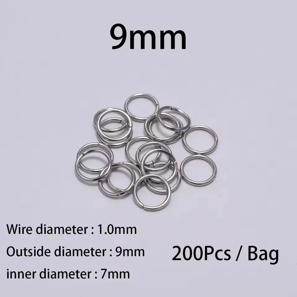200 Stück 3-10mm Edelstahl Biegeringe Offene Einzelösen Jump Rings Verbinder für DIY Schmuckherstellung Zubehör