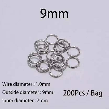 200 Stück 3-10mm Edelstahl Biegeringe Offene Einzelösen Jump Rings Verbinder für DIY Schmuckherstellung Zubehör