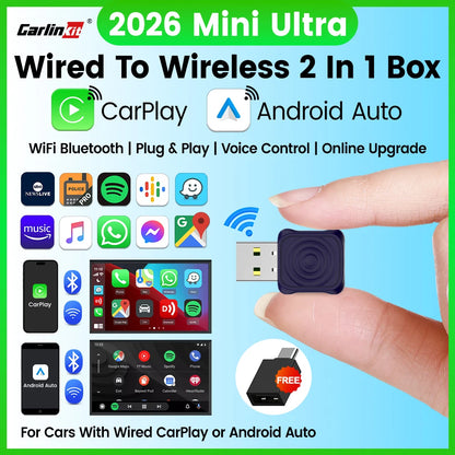 CarlinKit 5.0 Mini Ultra Wireless Adapter Kabelloses CarPlay Android Auto Für OEM-Fahrzeuge Plug and Play WiFi Bluetooth Auto-Verbindung
