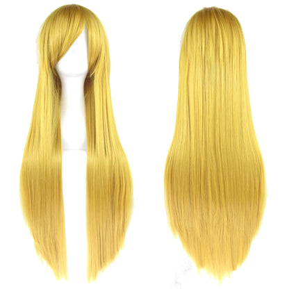 Soowee 80cm Long Synthetic Hair White Purple Cosplay Wigs Party Black Hair Straight Wig Hairpiece for Women