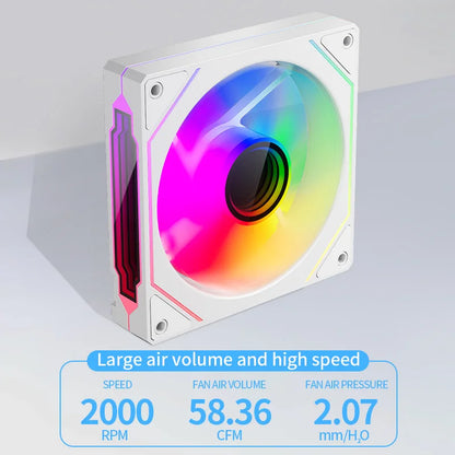 Teucer Infinite Mirror 120mm 5V 3Pin ARGB PC-Gehäuselüfter 12V 4Pin PWM 800-2000RPM 12cm Gehäuse-CPU-Wasserkühlungsventilator