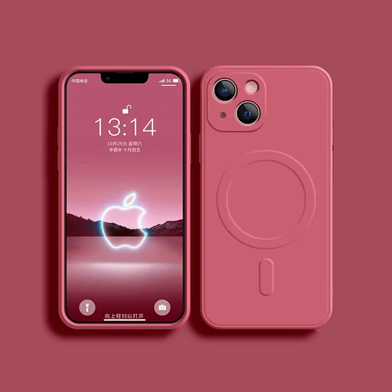 Liquid Silicone Shockproof Case For iPhone 18 17 16 15 14 13 12 11 Pro Max TPU Phone Magnetic Wireless Charger For Magsafe Cover