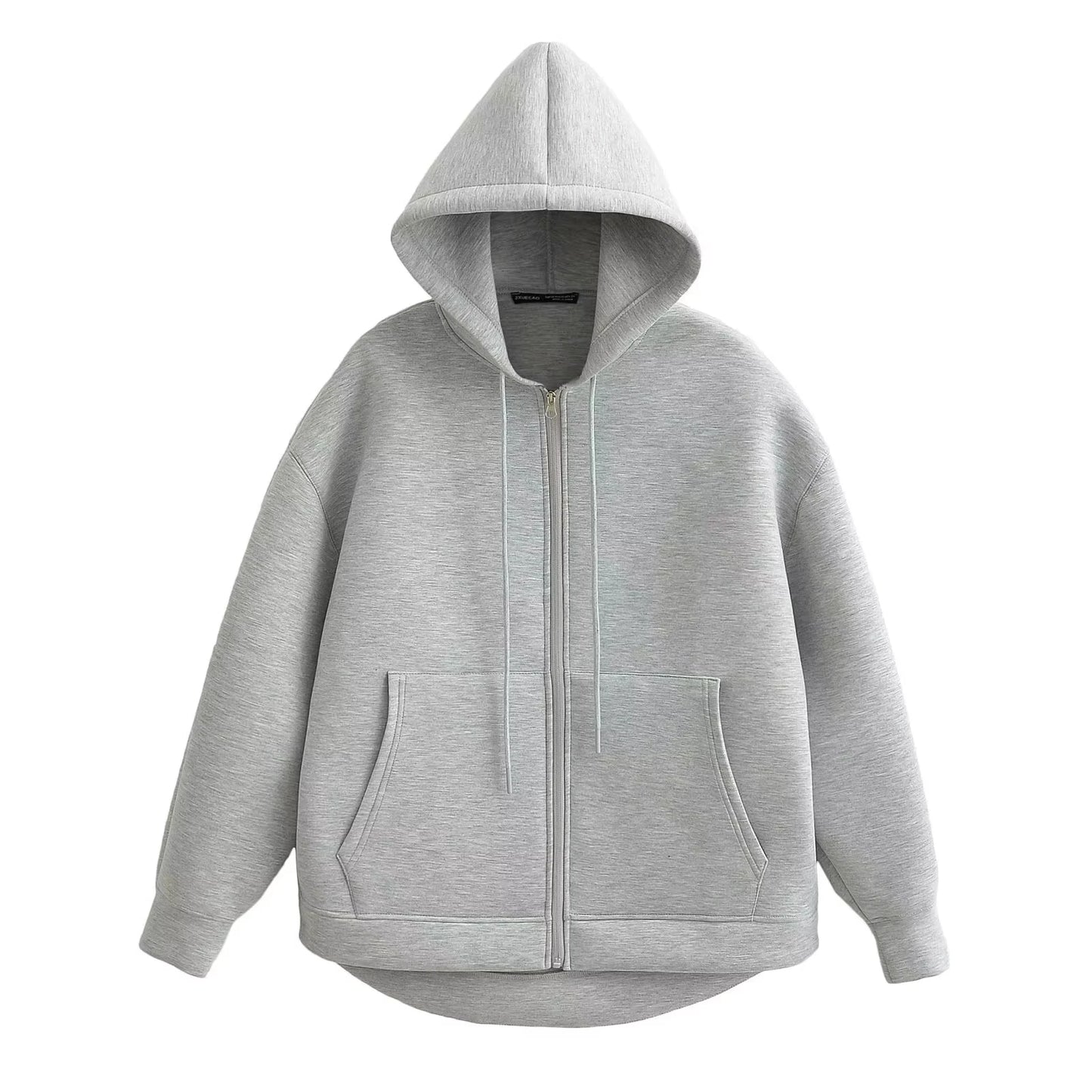 HH Autumn Women Casual Hooded Jacket Loose Oversize Zipper Hoodie Sweatshirts Solid Coat Office Lady Chic Outwear Tops