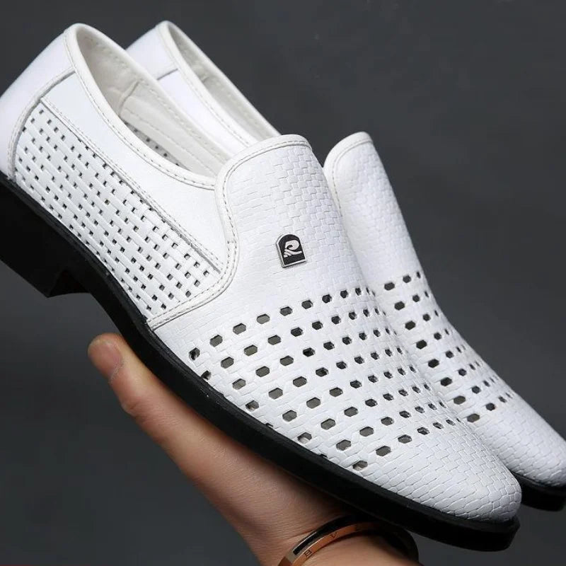 Sommer Herren Slipper Atmungsaktive Herren Lederschuhe Weiche Sohlen Männliche Freizeitschuhe Slip-on Oxford Schuhe Business Zapatos De Hombre