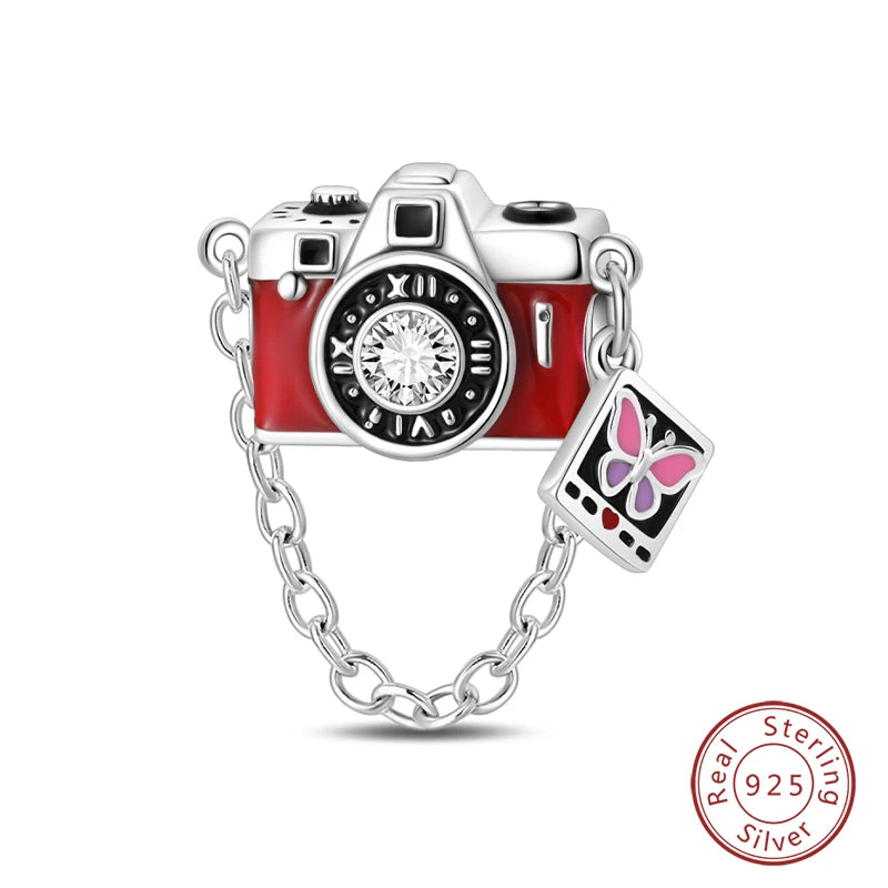 Original 925 Sterling Silber Rote Charm Perlen Rotwein Chili Hantel Anhänger für Frauen Passend für DIY Armband Geburtstag Schmuck Geschenk