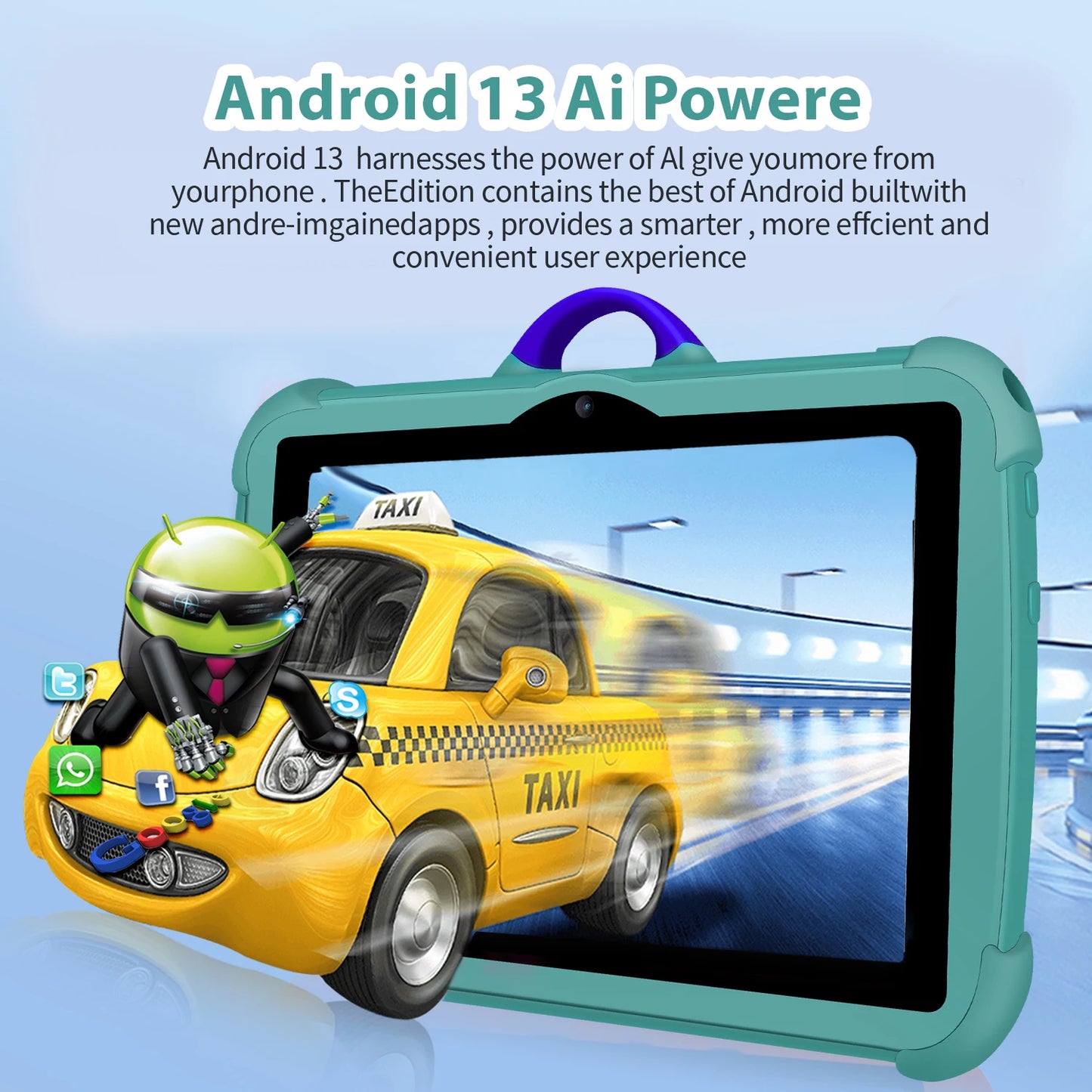 7-Zoll-Kinder-Tablet-PC mit Android 13, Quad-Core-Prozessor, 4 GB RAM, 64 GB ROM – ideal zum Lernen und für Bildungszwecke. Preiswert und einfach im Design.