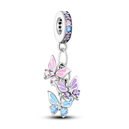 925 Sterling Silber Plattierung Bunt Schmetterling Insekt Tier Charms Perlen Funkelnder Zirkon Passend für Qikaola 925 Original Armbänder DIY Schmuck