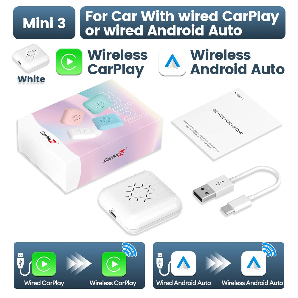 CarlinKit 5.0 Mini Ultra Wireless Adapter Kabelloses CarPlay Android Auto Für OEM-Fahrzeuge Plug and Play WiFi Bluetooth Auto-Verbindung
