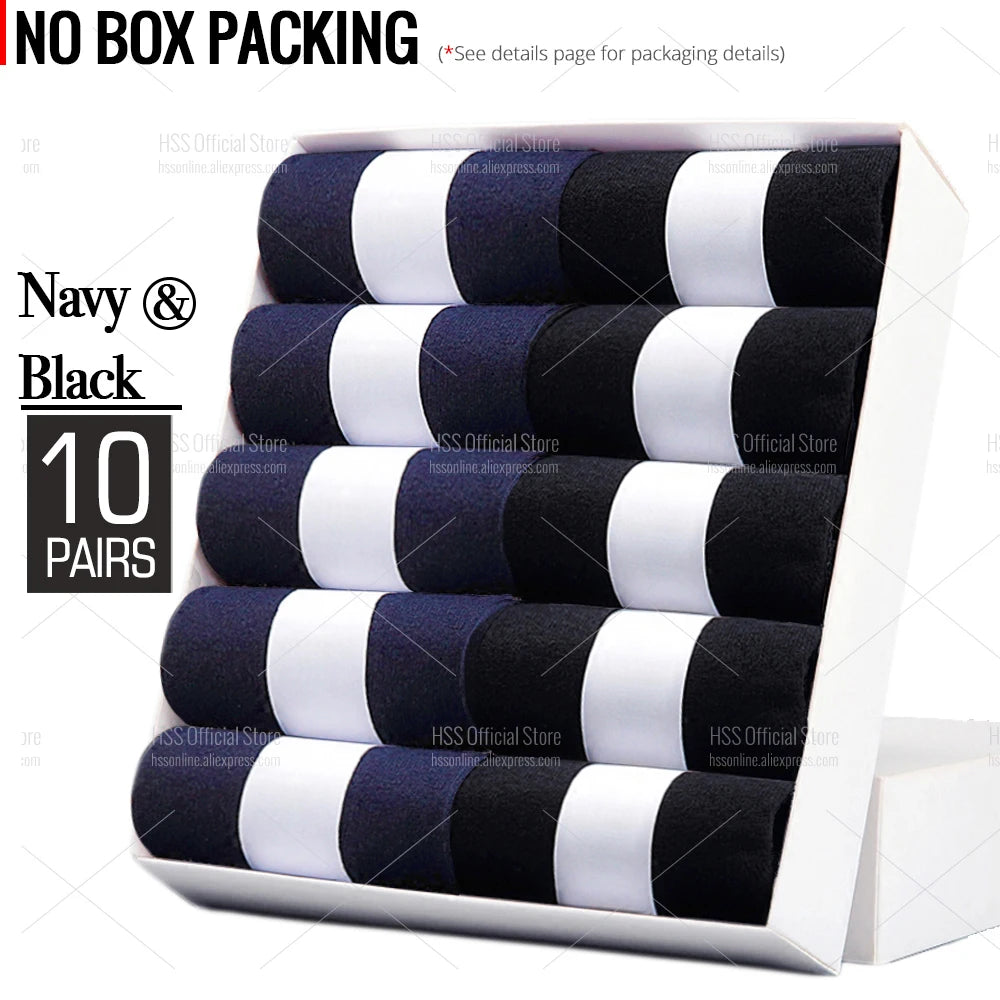 HSS 5/10 Pairs Men's Cotton Blend Socks Black Business Men Socks Soft Breathable Summer Winter for Male Socks Plus Size (6.5-14)