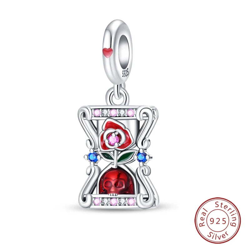 Original 925 Sterling Silber Rote Charm Perlen Rotwein Chili Hantel Anhänger für Frauen Passend für DIY Armband Geburtstag Schmuck Geschenk
