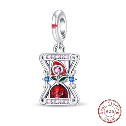 Original 925 Sterling Silber Rote Charm Perlen Rotwein Chili Hantel Anhänger für Frauen Passend für DIY Armband Geburtstag Schmuck Geschenk