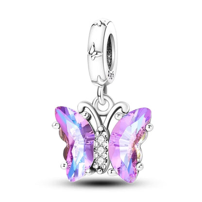 925 Sterling Silber Plattierung Bunt Schmetterling Insekt Tier Charms Perlen Funkelnder Zirkon Passend für Qikaola 925 Original Armbänder DIY Schmuck