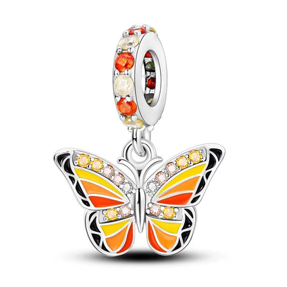 925 Sterling Silber Plattierung Bunt Schmetterling Insekt Tier Charms Perlen Funkelnder Zirkon Passend für Qikaola 925 Original Armbänder DIY Schmuck
