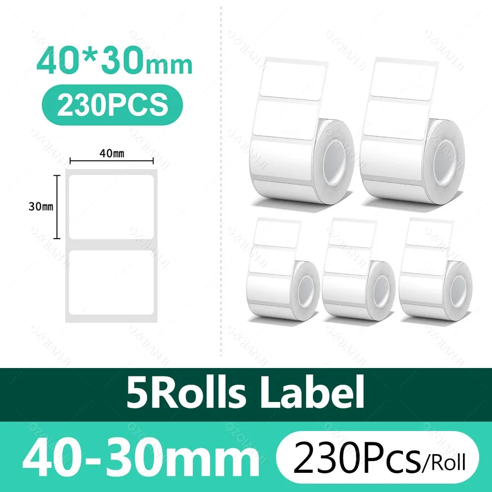 3/5/10 NiiMBOT White Label Papier wasserdichte selbstklebende Rollen für B1 B21 Mini Etikettendrucker Preisschild Büromarker UV-Druck
