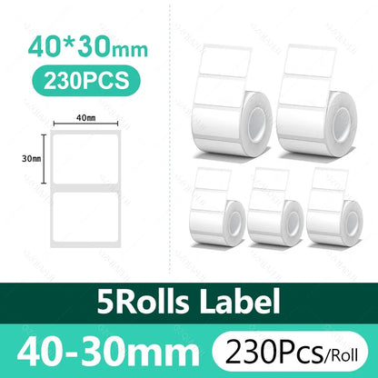 3/5/10 NiiMBOT White Label Papier wasserdichte selbstklebende Rollen für B1 B21 Mini Etikettendrucker Preisschild Büromarker UV-Druck