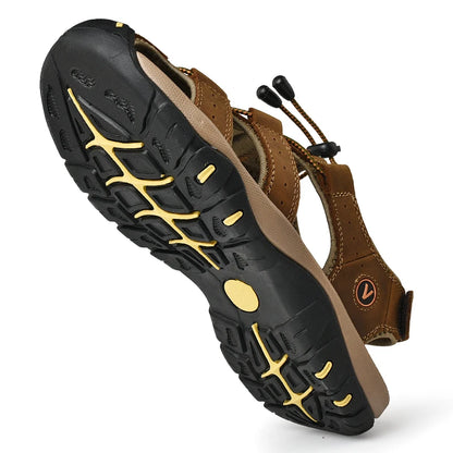 Sommer Herren Sandalen Echtes Leder Herren Freizeitschuhe Outdoor Herren Ledersandalen für Herren Strandschuhe Römerschuhe Plus Size 38-48
