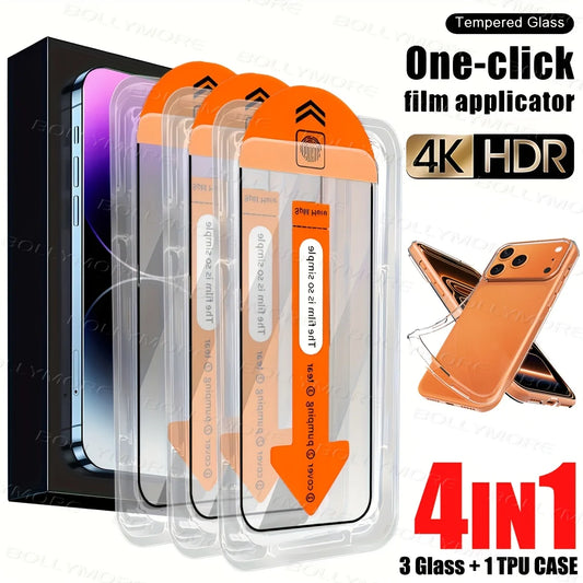 3Pcs HD Phone Screen Protector Set And 1 Phone Case, Compatible With IPhone 17/ Air/17 Pro Max/16/15/14/11/XR/XS