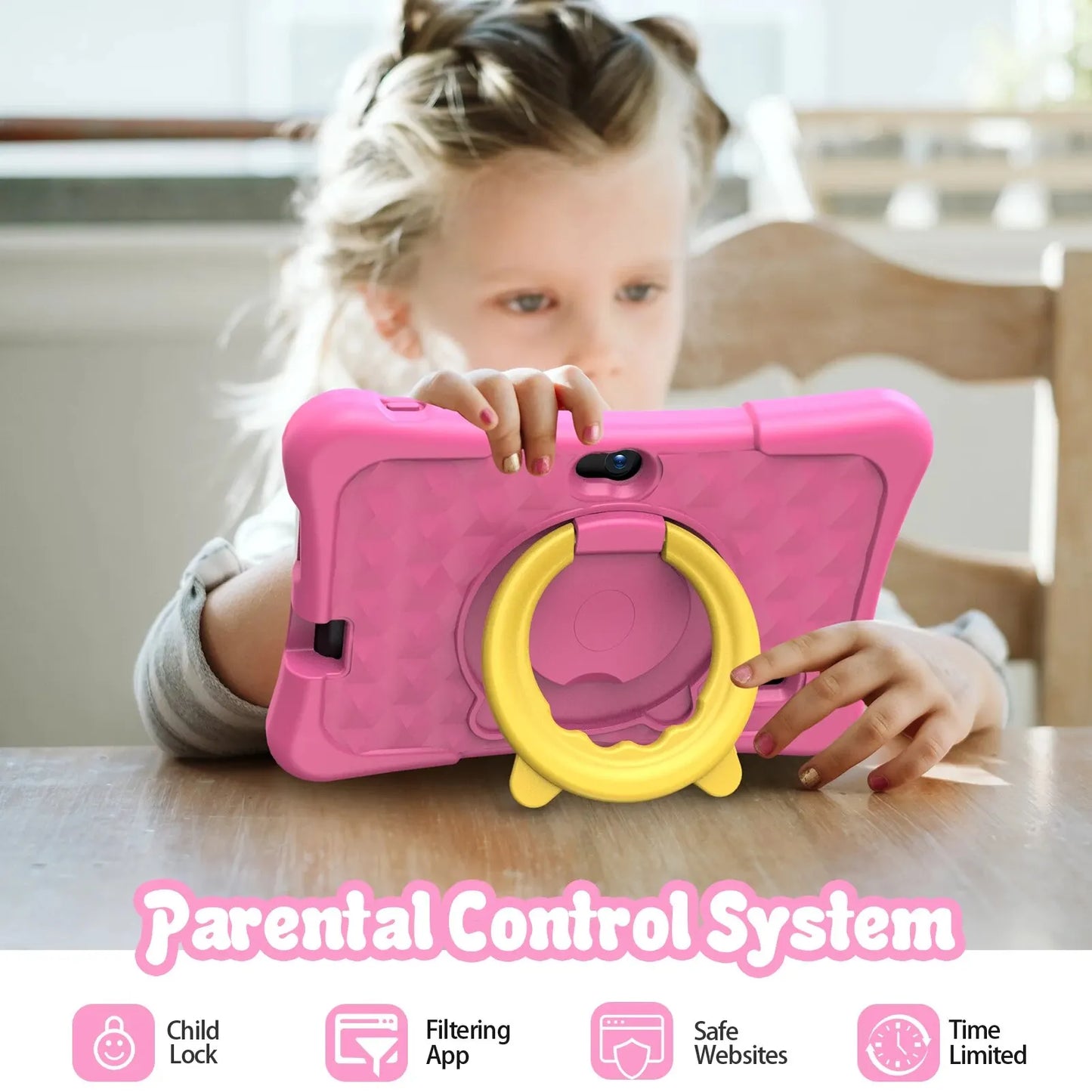 PRITOM Tablet für Kinder, 7 Zoll, Android 11, 32 GB, WLAN, Bluetooth, Dual-Kamera, vorinstallierte Lernsoftware, inklusive Schutzhülle