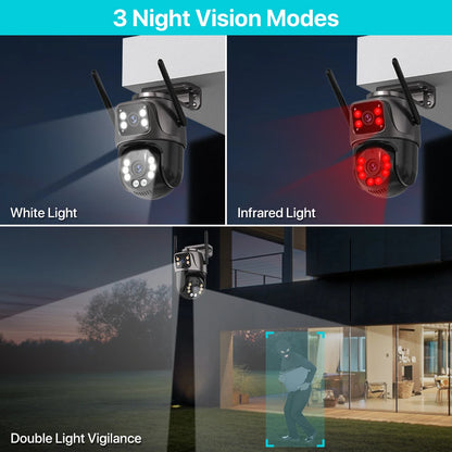 4K 8MP HD WLAN PTZ Kamera Outdoor 4MP Dual-Objektiv Dual-Bildschirm KI Auto-Tracking IP Kamera CCTV Audio Videoüberwachung P2P iCSee