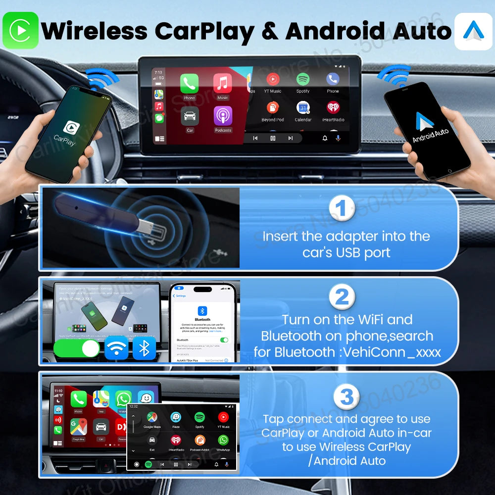 CarlinKit 5.0 Mini Ultra Wireless Adapter Kabelloses CarPlay Android Auto Für OEM-Fahrzeuge Plug and Play WiFi Bluetooth Auto-Verbindung