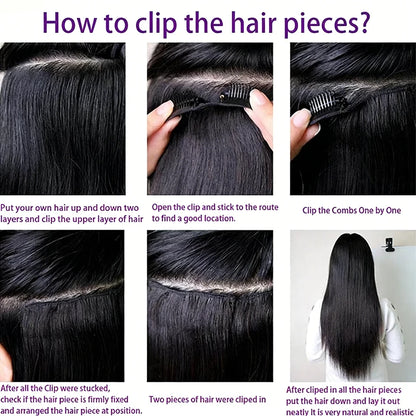 Seamless Clip ins Extensions Human Hair Straight Brazilian Remy Real Natural Soft Hair 8Pcs 120G Clip on Human Hair Extensions