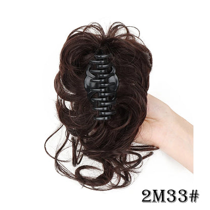 Synthetic Short Wavy Curly Messy Elegant Bun Hair Piece Claw Clip Tousled Updo Hair Buns Hairpiece Extensions for Women