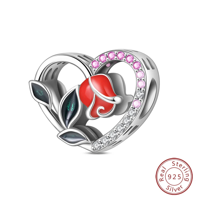 Original 925 Sterling Silber Rote Charm Perlen Rotwein Chili Hantel Anhänger für Frauen Passend für DIY Armband Geburtstag Schmuck Geschenk