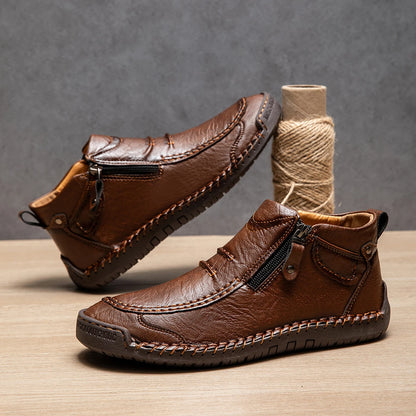 Neue Herbst Handgefertigte Leder Herrenstiefel Outdoor Design Sneaker Herren Atmungsaktive Freizeitschuhe Leder Herren Knöchelstiefel Herbst Übergröße