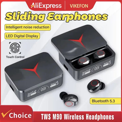 VIKEFON M90 TWS Bluetooth 5.3 Kopfhörer Kabellose Ohrhörer Touch-Steuerung Gaming-Headsets HIFI Stereo Geräuschunterdrückung mit Mikrofon