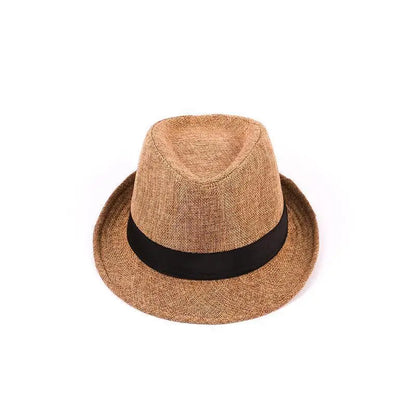 Men's Fashion Top Hat Cotton Linen Solid Jazz Hat Men's English Gentleman Hat Versatile Casual Sunshade Four Seasons Hats Gifts
