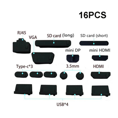 16-teiliges Set universeller staubdichter Notebook-Anschlussstecker Silikon-Protektor USB elastischer Laptop-Computer-Abdeckungsstopper