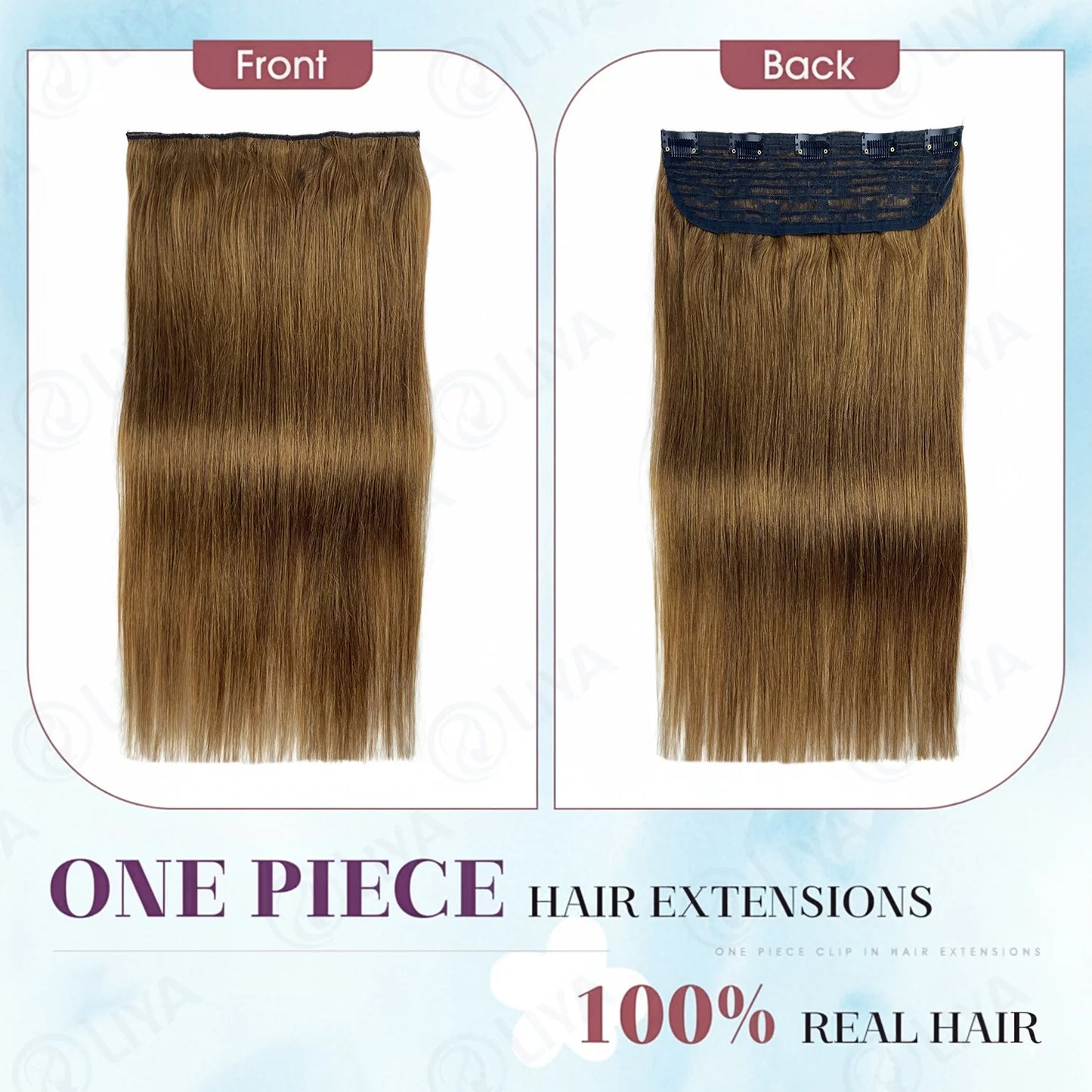 #6 Light Brown Bone Straight Clip In Hair Extensions 1 Piece 5 Clips Full Head One-Piece Clip In Human Hair Extensions 100G/Set