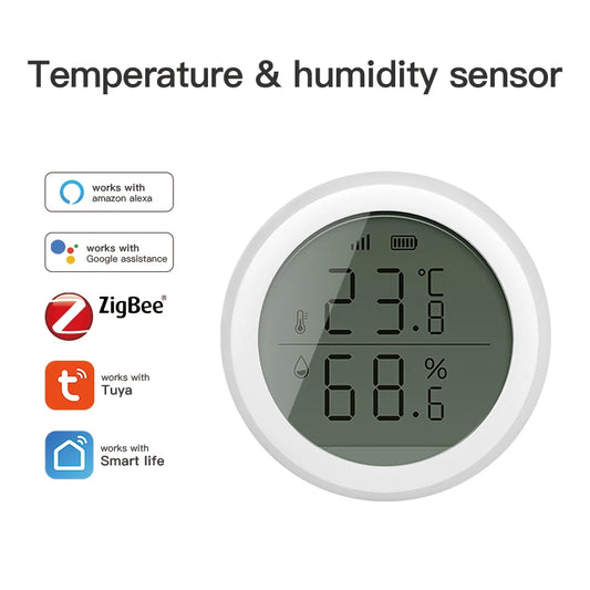 Tuya ZigBee Temperature and Humidity Sensor With LCD Smart life APP Google Alexa Voice Control Support Multi-mode Gateway Option