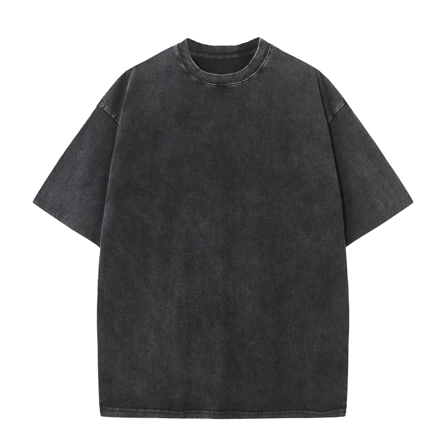 Men's summer pure cotton distressed retro drop shoulder T-shirt solid color loose casual breathable men's casual T-shirt tops