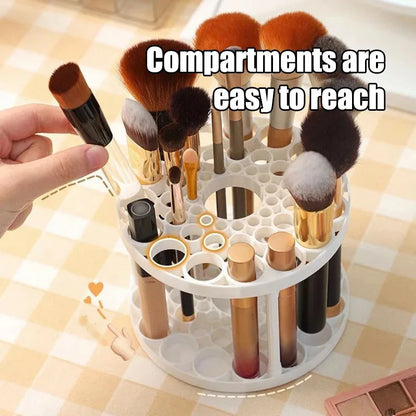 45-Hole Rotating Makeup Brush Stand – Keep Brushes Visible & Within Reach, Beauty Storage Organizer