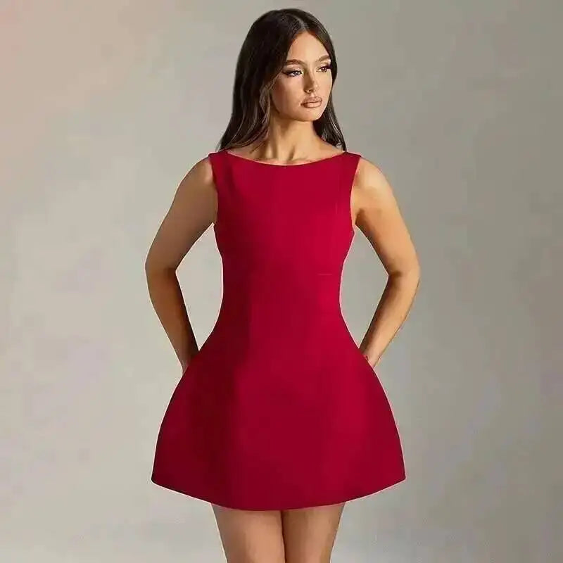 Townlike Waist Wrap Elegant A-line Dress Women Spaghetti Strap Mini 2024 Spring Summer Dress Backless Sexy Party Dresses