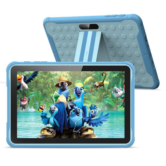 Pritom 10-Zoll-Kinder-Tablet mit Android 13 Go, WLAN, Quad-Core-Prozessor, 2 GB RAM, 64 GB ROM, YouTube-Funktion und Schutzhülle