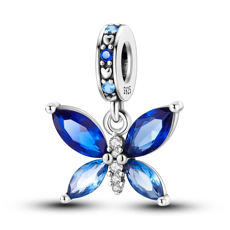 925 Sterling Silber Plattierung Bunt Schmetterling Insekt Tier Charms Perlen Funkelnder Zirkon Passend für Qikaola 925 Original Armbänder DIY Schmuck