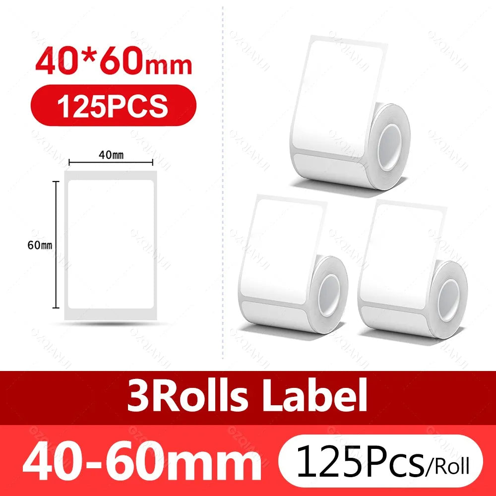 3/5/10 NiiMBOT White Label Papier wasserdichte selbstklebende Rollen für B1 B21 Mini Etikettendrucker Preisschild Büromarker UV-Druck