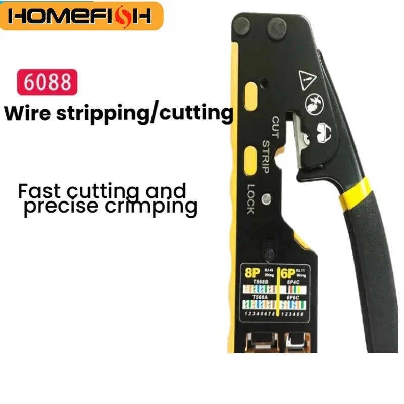 6088 Durchgangsloch-Crimper 8P6P Dual-Use Zange für RJ45 Punch-Down RJ45 Kristallkopf