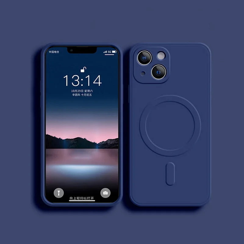 Liquid Silicone Shockproof Case For iPhone 18 17 16 15 14 13 12 11 Pro Max TPU Phone Magnetic Wireless Charger For Magsafe Cover