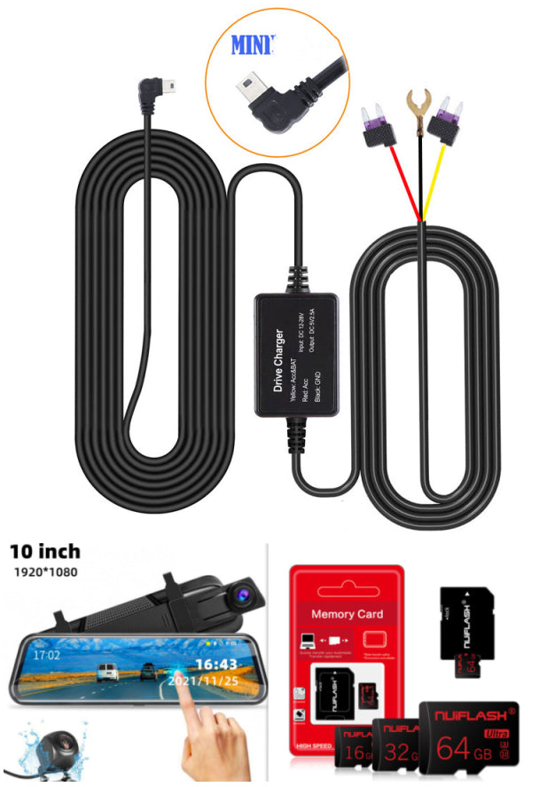 10-Zoll-Rundum-Display Dualaufzeichnung Front-Rückkamera