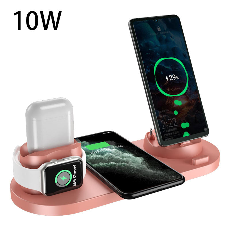 Wireless charger for iPhone, fast charger for mobile phones, fast charging pad for mobile phones and smartwatches, 6-in-1 charging station