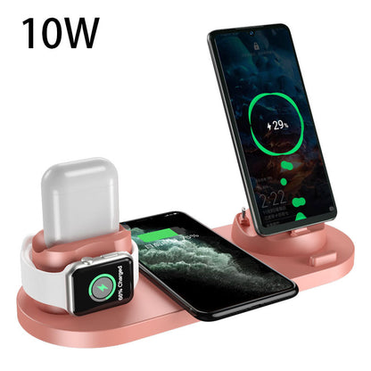 Wireless charger for iPhone, fast charger for mobile phones, fast charging pad for mobile phones and smartwatches, 6-in-1 charging station
